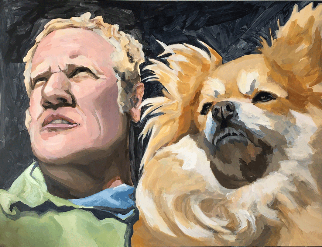 Custom 24x30 Pet and Their Person Portrait Painting